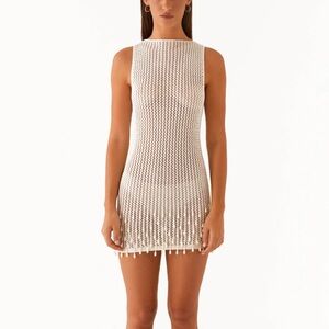 White Sleeveless Crochet Dress with Pearls / PEPPERMAYO
NEW. WORN ONCE